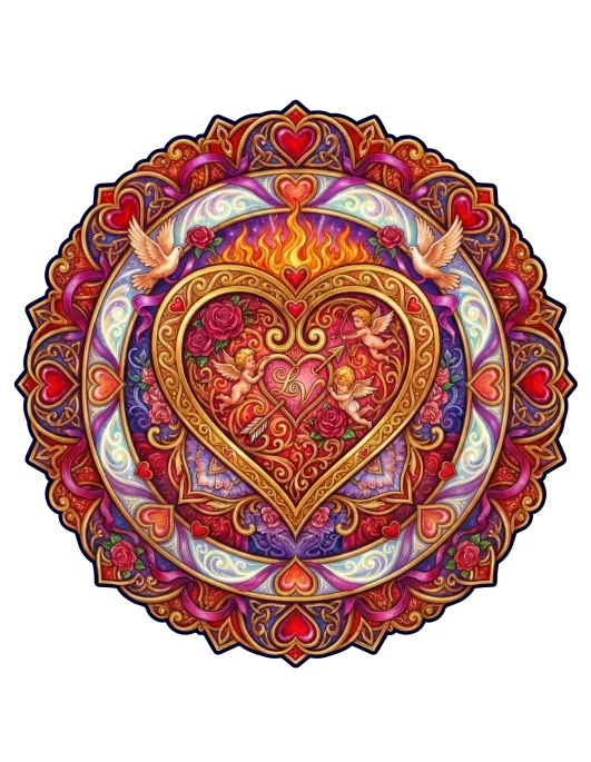 Mandala Eternal Love Wooden Puzzle Premium
