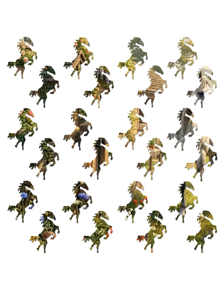 Konie w wiejskim ogrodzie