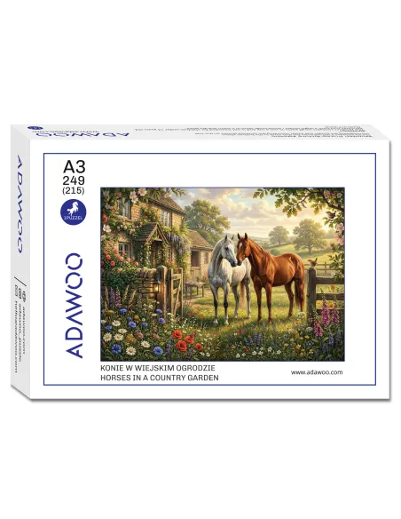 Horses in a country garden