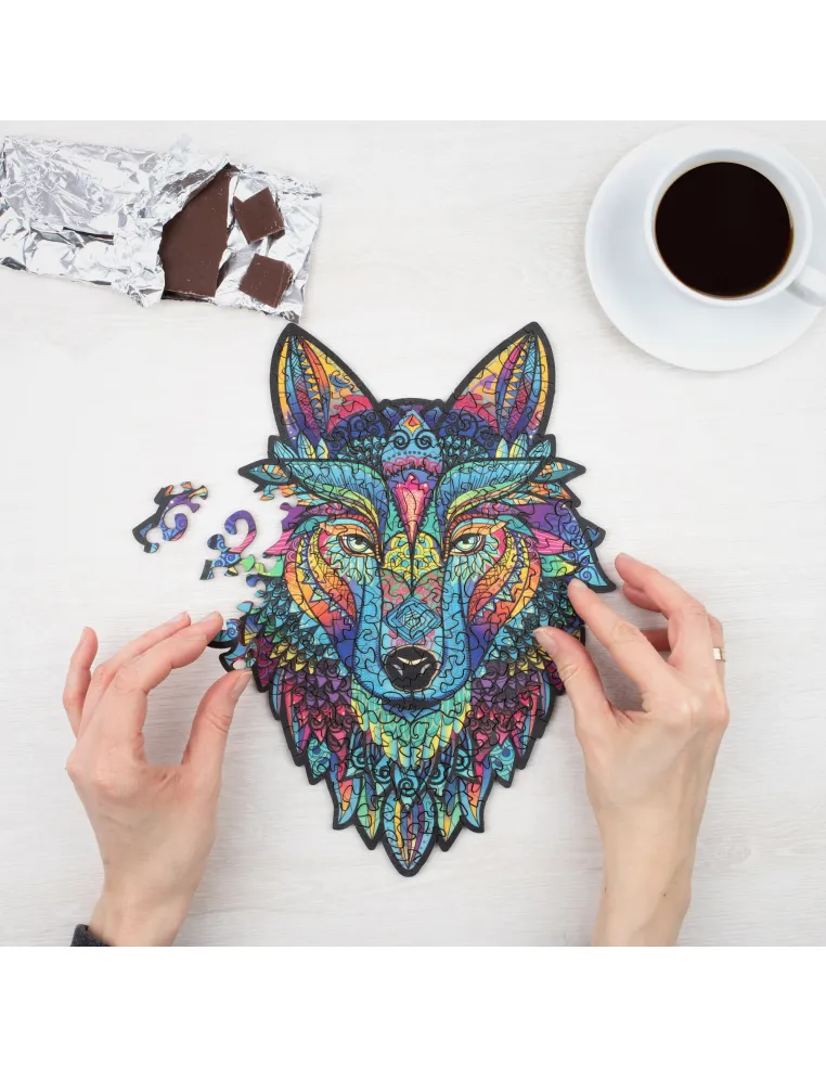 Vlk – dřevěné puzzle Premium