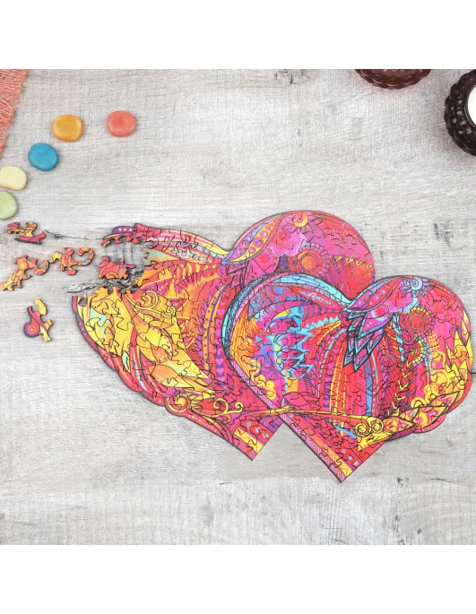 2 Serca Drewniane Puzzle Premium 2