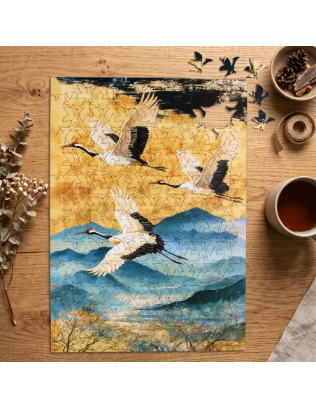 Zlatí jeřábi Prémiové dřevěné puzzle
