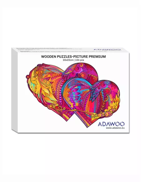 2 Serca Drewniane Puzzle Premium