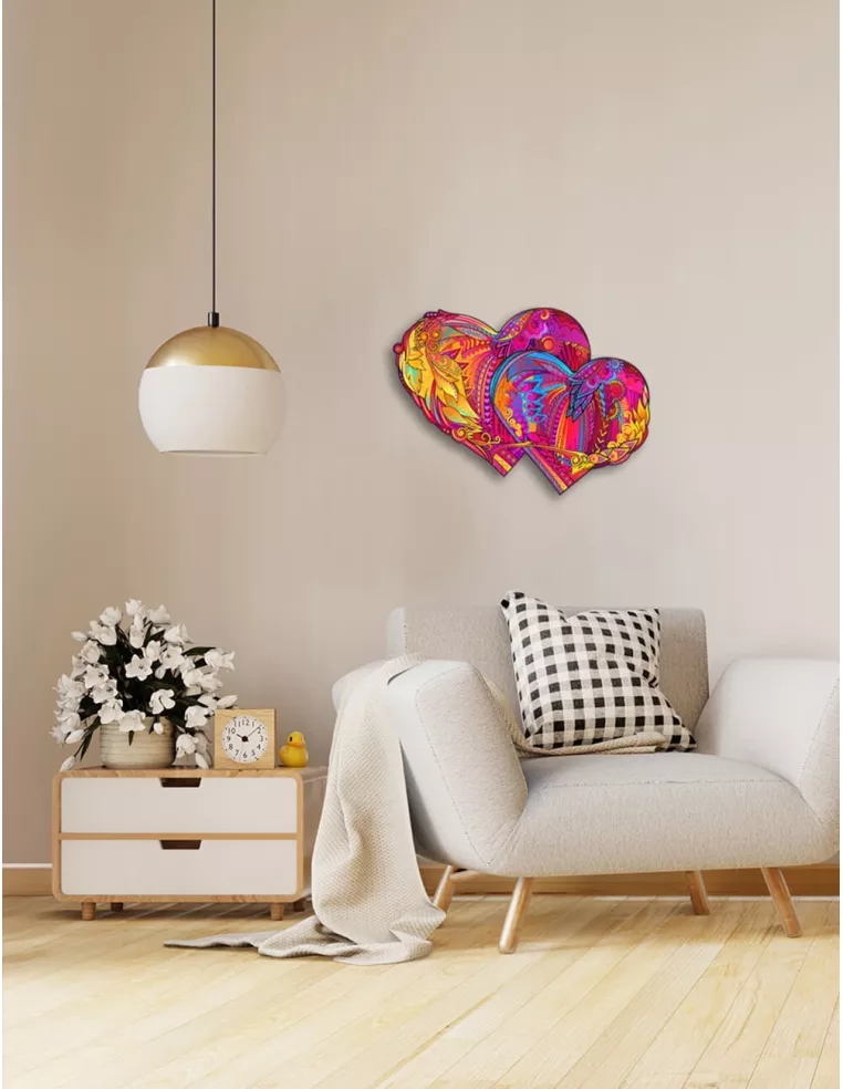 2 Hearts Wooden Puzzle Premium