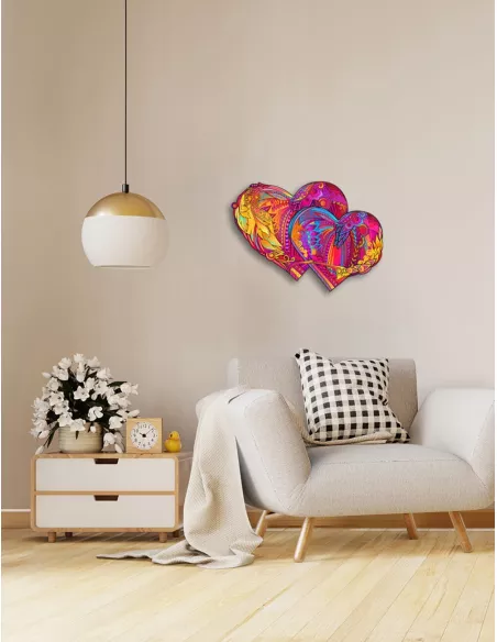 2 Serca Drewniane Puzzle Premium