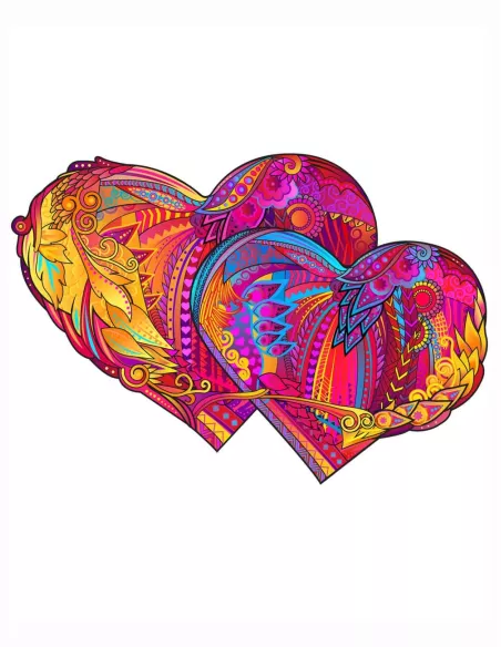 2 Hearts Wooden Puzzle Premium