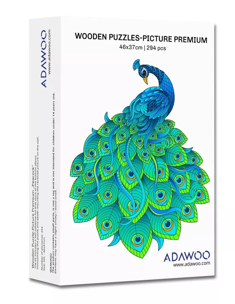 Páv – dřevěné puzzle Premium