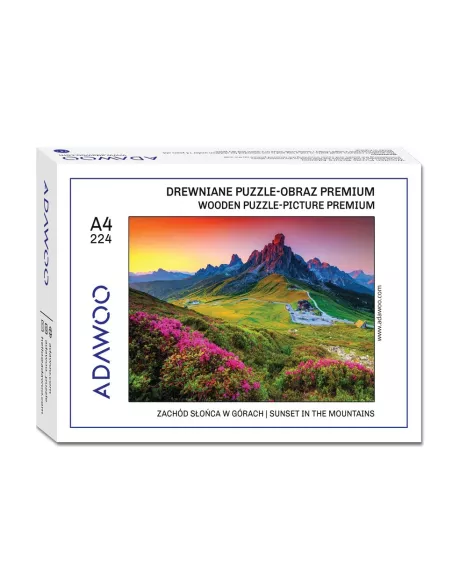 Západ slunce v horách – dřevěné puzzle Premium