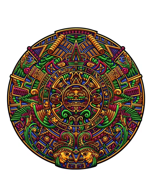 Kalendarz Majów Drewniane Puzzle Premium