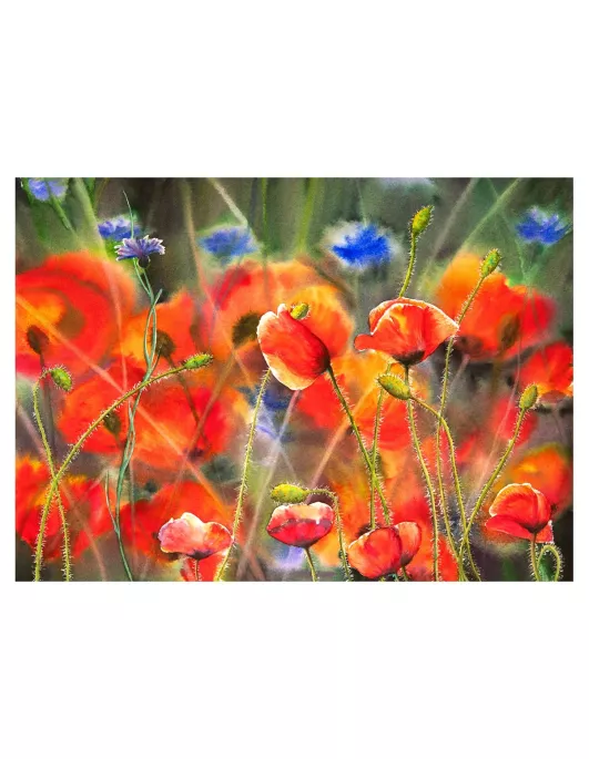 Maková louka – dřevěné puzzle Premium