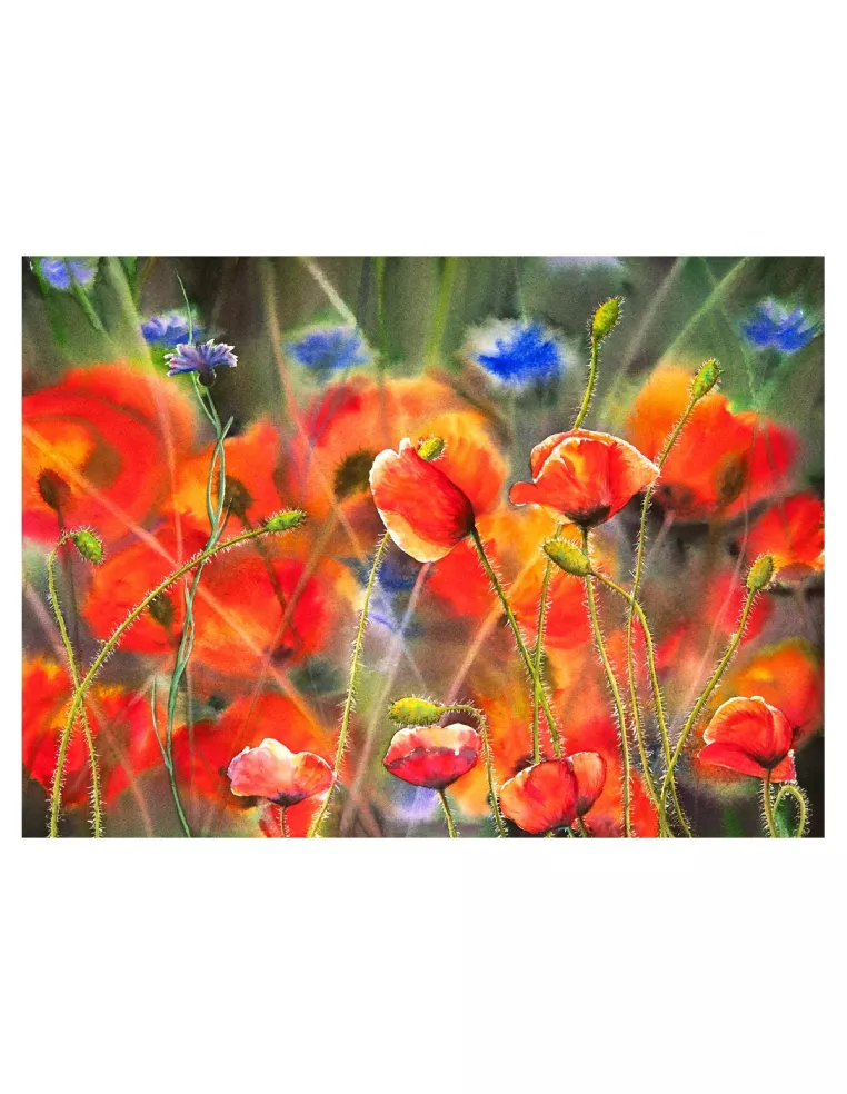 Poppy Meadow Wooden Puzzle Premium
