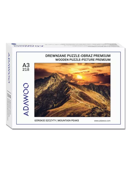 Horské vrcholy – dřevěné puzzle Premium