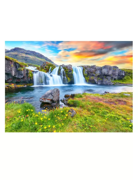 Vodopád Kirkjufellsfoss – dřevěné puzzle Premium