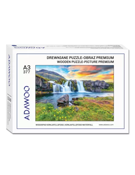 Vodopád Kirkjufellsfoss – dřevěné puzzle Premium