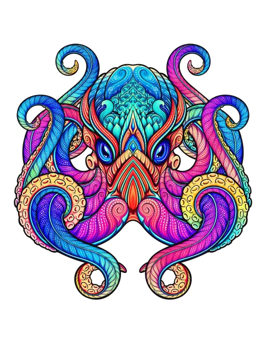 Ośmiornica Drewniane Puzzle Premium