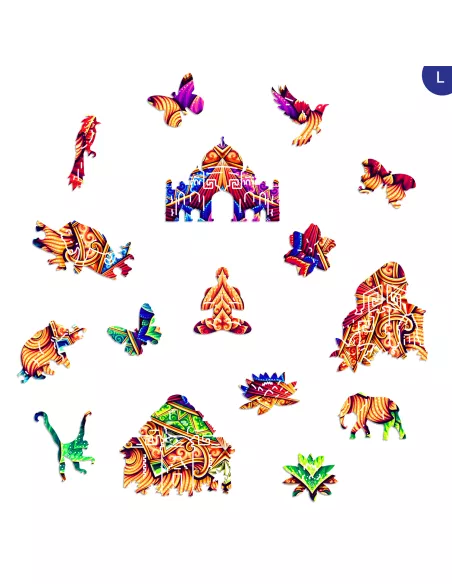 Mandala Kwiat Lotosu Drewniane Puzzle Premium