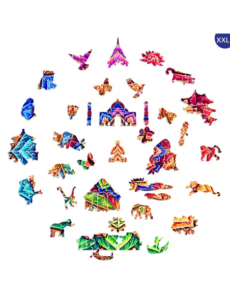 Mandala Kwiat Lotosu Drewniane Puzzle Premium
