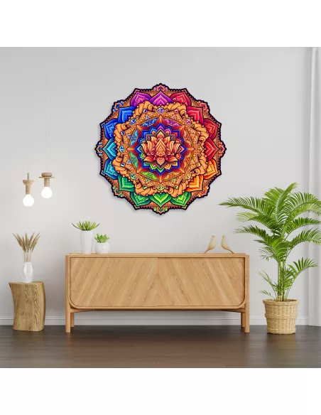 Mandala Kwiat Lotosu Drewniane Puzzle Premium