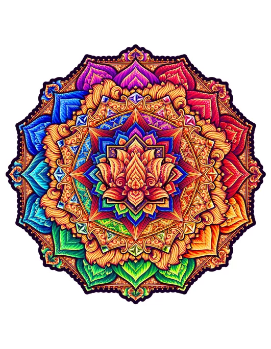 Mandala Lotus Flower Wooden Puzzle Premium