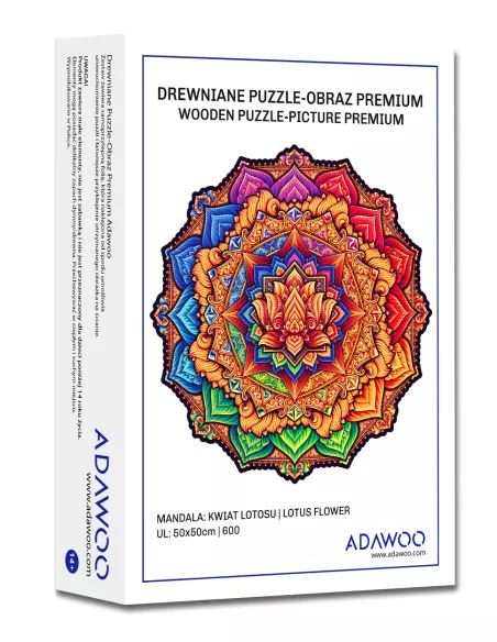 Mandala Kwiat Lotosu Drewniane Puzzle Premium