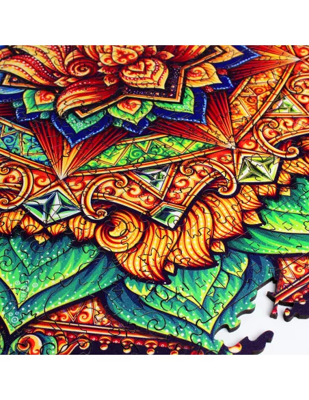 Mandala Kwiat Lotosu Drewniane Puzzle Premium