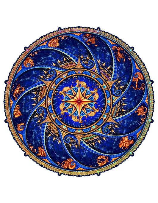 Mandala – znamení zvěrokruhu – dřevěné puzzle Premium