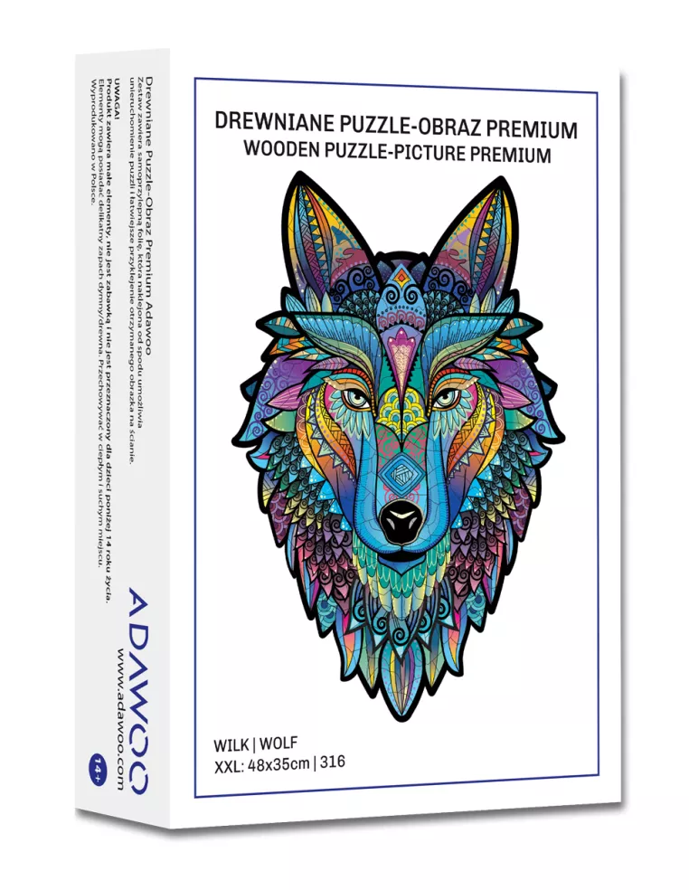 Vlk – dřevěné puzzle Premium