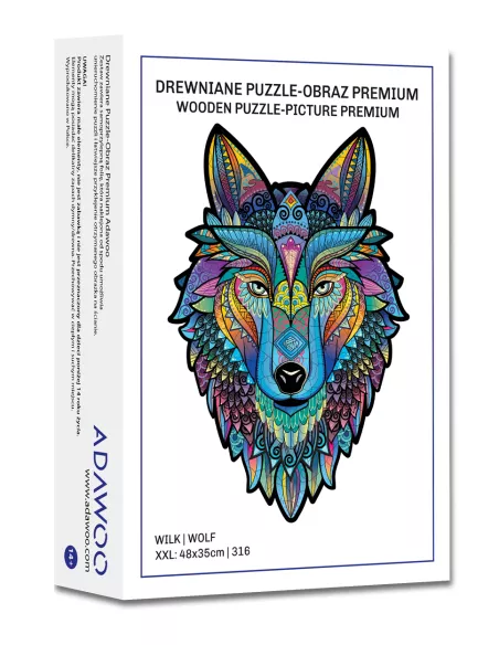Vlk – dřevěné puzzle Premium