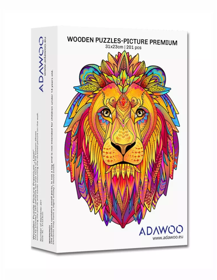 Lew Drewniane Puzzle Premium